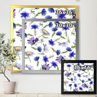 Designart 'flori sălbatice albastre cu frunze III' imprimare tradițională de artă încadrată