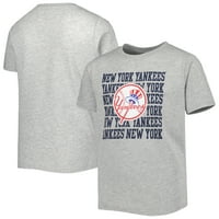 Tineret Heather Gri New York Yankees Repeta Logo-Ul Tricou