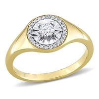 Miabella femei Carat TW Diamond 14kt două tonuri galben și alb aur Halo Signet inel de logodna