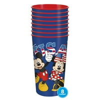 Patriotice Minnie & Mickey Mouse plastic 22oz cupe, 8CT