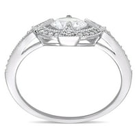 Miabella 1-Carat T. G. W. a creat safir alb și Carat T. W. inel de logodnă cu diamant din argint Sterling