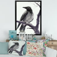 Designart 'Big Crow Așezat Pe O Ramură' Imprimare Tradițională De Artă Încadrată