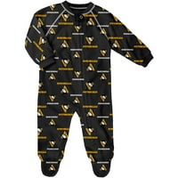 Copil Negru Pittsburgh Penguins Allover Imprimare Raglan De Dormit