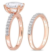 3 carate T. G. W. a creat un inel de logodnă din aur roz de safir alb de 10kt