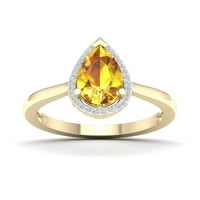 Imperial Gemstone 10k Galben Aur pere tăiat Citrine CT TW diamant Halo femei Inel