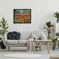 Stupell Vii Mac Câmp Moderne Peisaj Botanic & Floral Pictura Negru Floater Încadrată Arta Imprimare Perete Arta