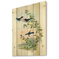Designart' Ancient Hummingbird II ' imprimeu tradițional pe lemn Natural de pin