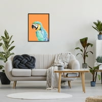 Stupell Industries Tropical Macaw Parrot portret Bold Rainforest Bird Graphic Art Black Framed Art Print Wall Art, Design de Patricia