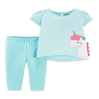 Carter ' s Child Of Mine Baby Girls Unicorn cămașă cu mânecă scurtă și set de pantaloni, Set