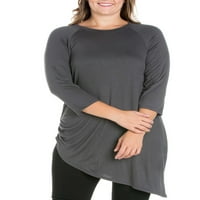 24seven Comfort Îmbrăcăminte femei Plus Dimensiune Maneca lunga Genunchi lungime asimetric tunica Top