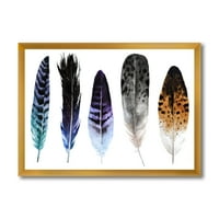 Designart 'Colourful Boho Art Feathers II' imprimeu de artă încadrat boem și Eclectic
