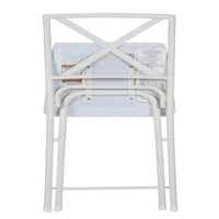 Scaun de luat masa pliabil din Metal X-Back cu scaun din vinil, alb, pachet