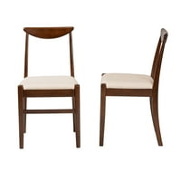 Baxton Studio Delphina țesătură cremă modernă de la mijlocul secolului și Set de scaune de luat masa din lemn finisat maro închis