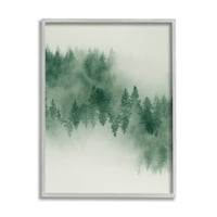 Stupell Suprarealiste Ceață Pădure Copaci Peisaj Pictura Gri Încadrată Arta Imprimare Perete Arta