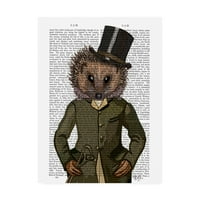 Marcă comercială Fine Art 'Hedgehog Rider, portret' Canvas Art de Fab Funky