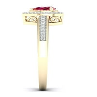 Imperial Gemstone 10k Galben Aur pere tăiat Ruby 1 10CT TW diamant Halo femei Inel
