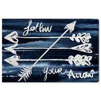 Wynwood Studio tipografie și citate Wall Art Canvas printuri 'Follow your Arrow' citate și zicători-Albastru, alb