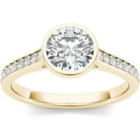 1-Carat TW diamant Bezel-Set clasic 14kt aur galben inel de logodna