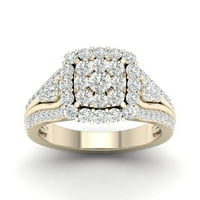 Imperial 1 2CT TDW diamant 14k inel de logodnă în formă de pernă din Aur Galben