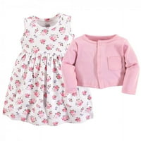 Set de rochii și Cardigan Luvable Friends Baby and Toddler Girl, Floral roz, 0 luni