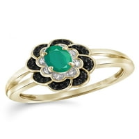 JewelersClub Emerald Inel Birthstone Bijuterii-0. Carat Smarald 14k aur placat cu argint inel bijuterii cu negru & alb diamant