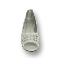 Irene femei Larg lățime deschisă deget de la picior perforat design exterior alunecare pe pantofi de argint 7.5