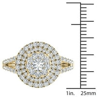 1ct TDW diamant 10k Aur Galben Halo inel de logodna