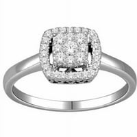 Carat TW diamant 10kt Aur Alb perna - forma singur Halo moda inel