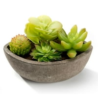 Realist Verde Mini artificiale Fau plante suculente aranjament cu gri decorative ovale pastă de hârtie oală pentru decorațiuni