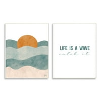 Stupell Indtries Life ' s a wave Phrase Abstract Summer Sunrise Beach, 15, Design de Birch&Ink