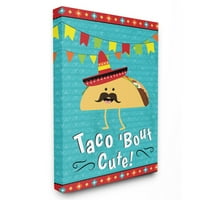 Stupell Home Decor Colectia Taco Bout desen animat drăguț cu mustață arta de perete