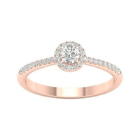Imperial Ct TDW rotund diamant Halo inel de logodna din Aur Roz 10K