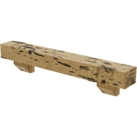 Ekena Millwork 8 H 8 D 60 W chiparos Fau lemn semineu Mantel Kit cu Ashford Corbels, pin Natural