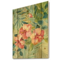 Designart 'Hibiscus Floral Garden III' imprimeu tradițional pe lemn Natural de pin