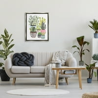 Stupell Diverse Cactus Casa Plante Botanic & Floral Pictura Gri Floater Înrămate Arta Imprimare Perete Arta
