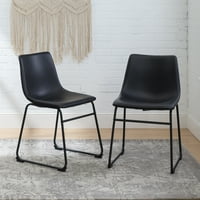 River Street Designs Worthington Fau scaun de luat masa din piele, Set de 2, Negru