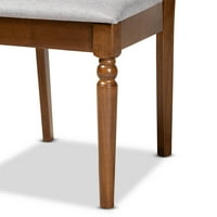 Baxton Studio Renaud țesătură Gri modernă și contemporană tapițată și lemn finisat maro nuc Set de scaune de luat masa din 2 piese