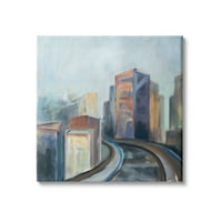 Stupell Indtries pictura contemporană a peisajului urban Calea Ferată abstractă prin orizontul Urban, 36, Design de Snne Marie