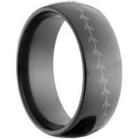 Jumătate rotund Negru zirconiu inel cu baseball lasered cusaturi în jurul inelului