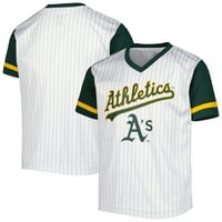 Tineret Alb Verde Oakland Athletics V-Neck T-Shirt