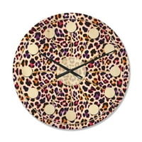 Designart 'Leopard Fur Safari Pattern VII' ceas de perete Modern din lemn de la mijlocul secolului