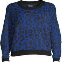 Scoop Leopard Intarsia Crewneck pulover femei
