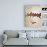 Marcă comercială Fine Art 'Vancouver Canada Rust Skyline' Canvas Art de Michael Tompsett