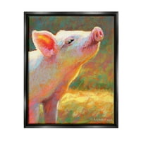 Fericit Porc Roz Sunny Farm Animale & Insecte Pictura Jet Negru Înrămate Arta Imprimare Perete Arta