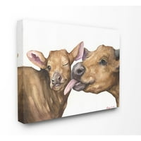 Stupell Industries Baby Cow familie Animal acuarelă pictură pe pânză artă de perete de George Dyachenko