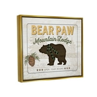 Stupell Bear Paw Mountain Lodge Caban Animale & Insecte Pictura Aur Floater Înrămate Art Print Wall Art