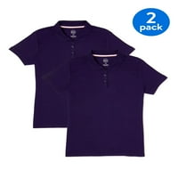 Wonder Nation Fete Școală Uniformă Maneca Scurta Interlock Tricou Polo, 2-Pack, Dimensiuni 4-18