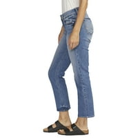 Silver Jeans Co. Blugi pentru femei Elyse Mid Rise Straight Leg Crop, dimensiuni talie 24-34