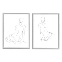 Stupell Industries desene gestuale feminine design minimalist de linii curbate de Ethan Harper, piesă, 11 14