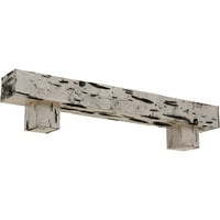 Ekena Millwork 8 H 8 D 48 W chiparos Fau lemn semineu Mantel Kit w Alamo Corbels, lustruite Pin